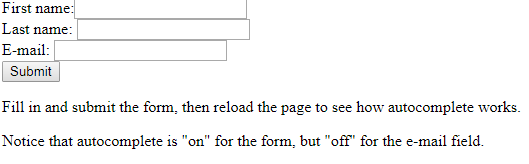 HTML autocomplete attribute form on