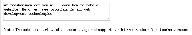 HTML autofocus textarea element