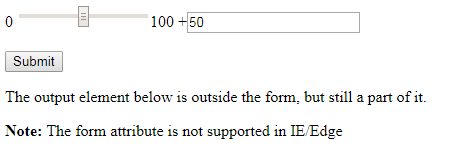 HTML form attribute output element