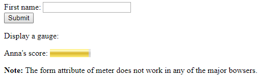 HTML form attribute meter element