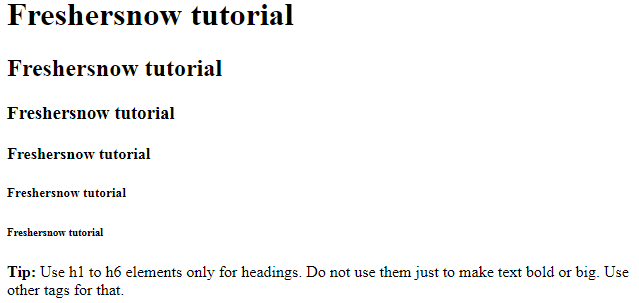 html h1 to h6 tags