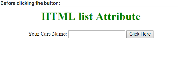 HTML list attribute input element