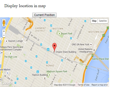 HTML5 Geolocation API Example Output