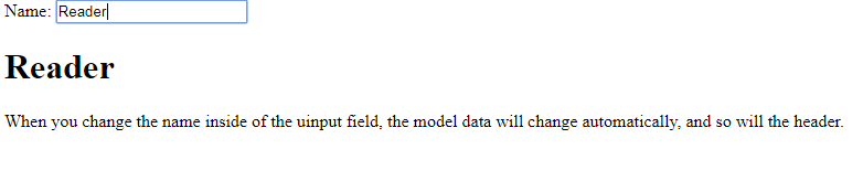 Two way data binding example output