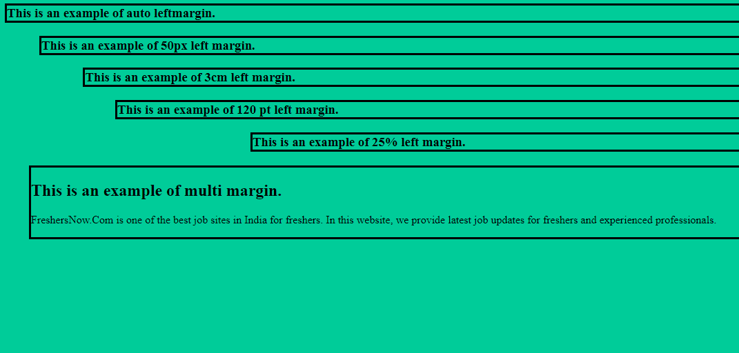 CSS Margins Example Output