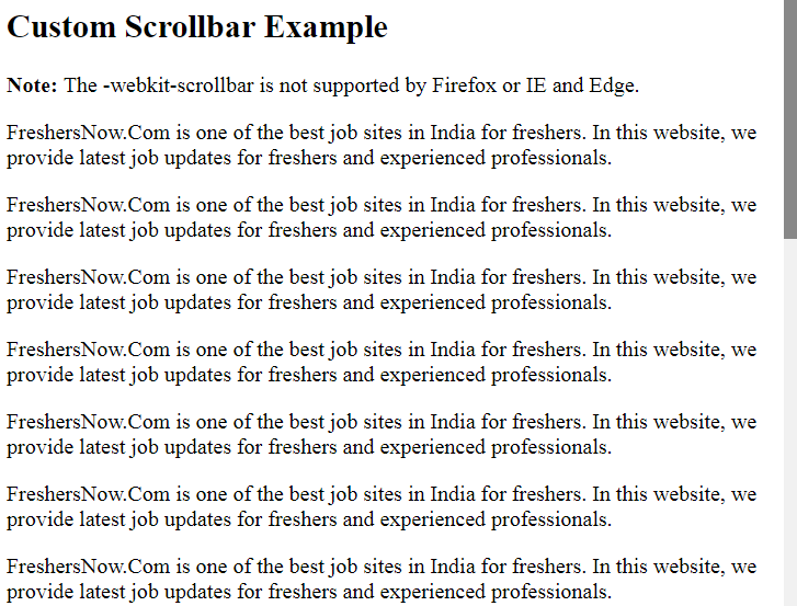 CSS Scrollbar Example Output
