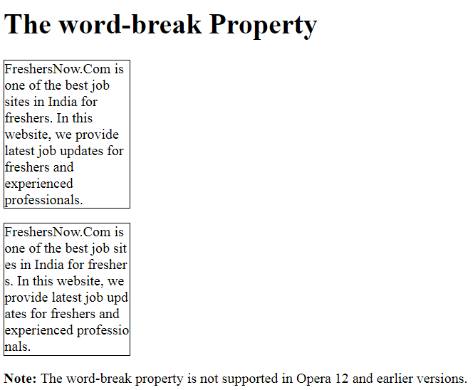 CSS Word Breaking Example Output