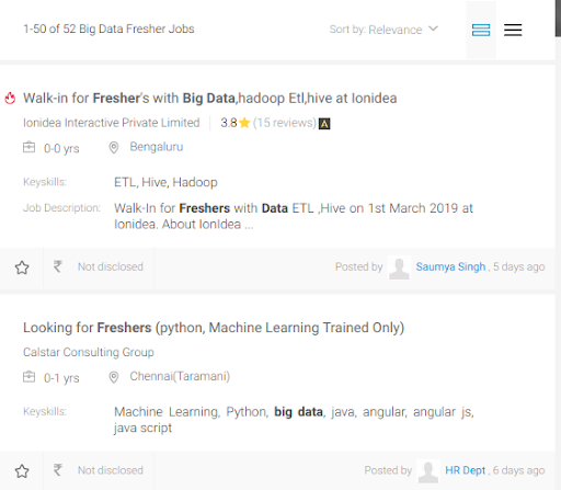 Jobs For Freshers In Big Data